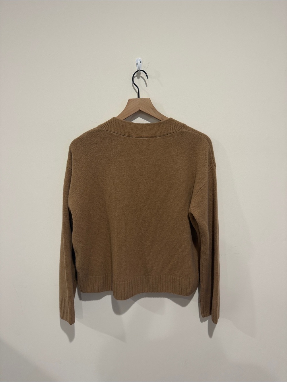 NEW • Sezane • Jady Classic V-Neck Pocket Button Cardigan Sweater - Camel - Picture 5 of 5